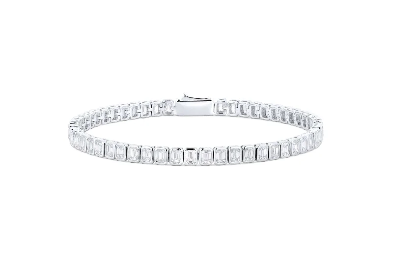 White Gold Emerald Cut Diamond Tennis Bracelet