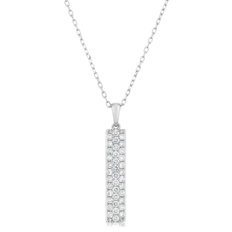 White Gold Pavé Diamond Drop Pendant