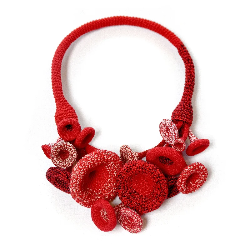 Jin Yuri - Bright Red Cotton Coral Necklace